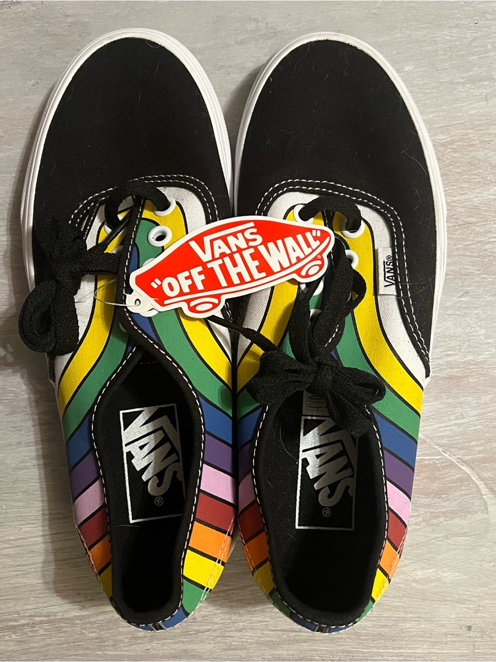 NWT Vans Authentic (Refract) Rainbow Black/Multi Canvas Sneakers Pride Size 6.5